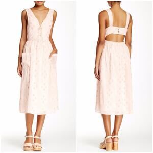 Free People Pocketful of Wildflowers Blush Ivory Midi Dress // Size‎ Large